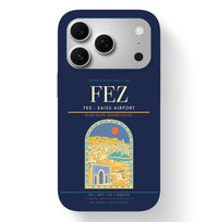 Thumbnail for Fez Airport (FEZ) design on navy blue iPhone 17 Pro MagSafe case