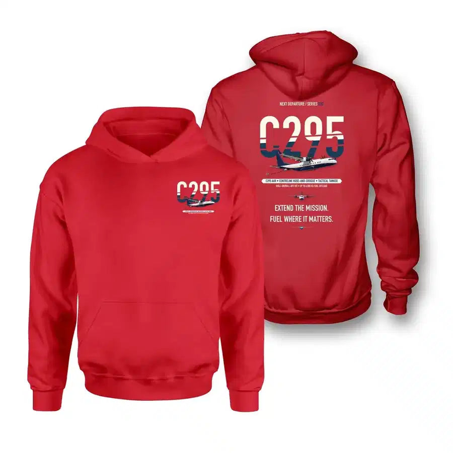 Airbus C295 Air-to-Air Refuelling design on red hoodie