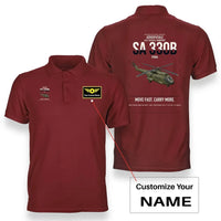 Thumbnail for Aérospatiale SA 330B Puma design on red+name double-side polo t-shirt, double-side print