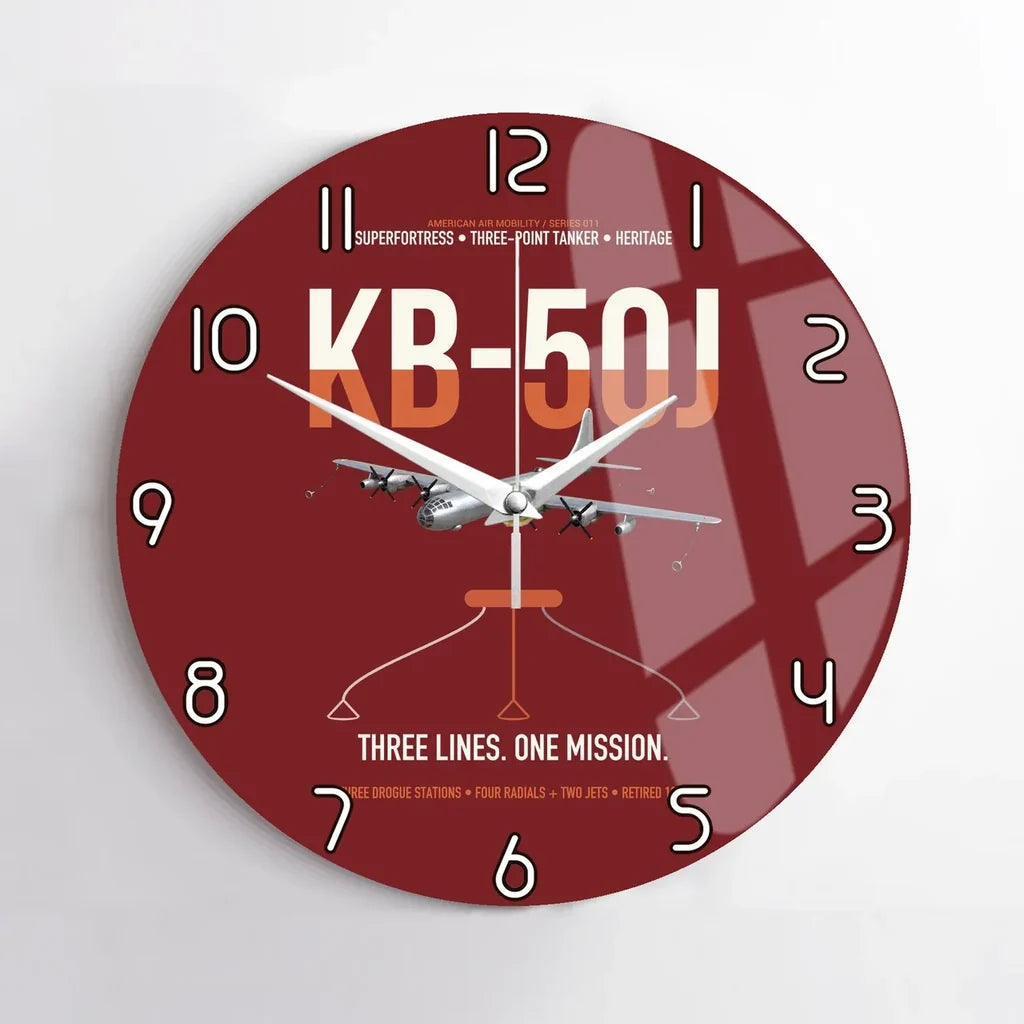 KB-50J Superfortress design on dark red no frame wall clock