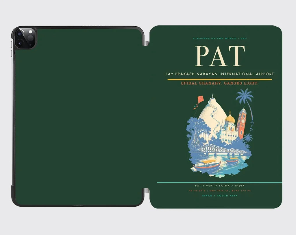 Jay Prakash Narayan International Airport (PAT) design on dark green ipad tablet case