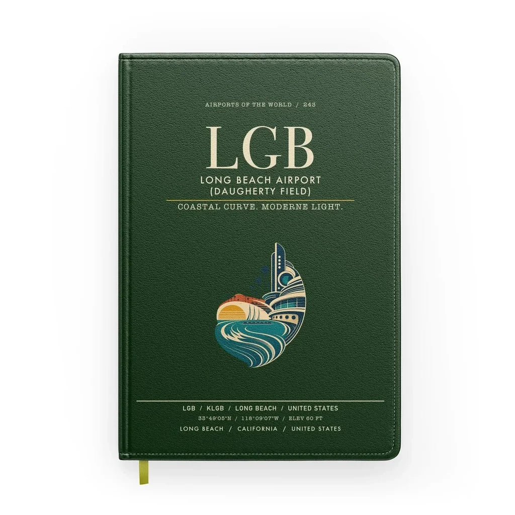 Long Beach Airport (Daugherty Field) (LGB) design on dark green notebook