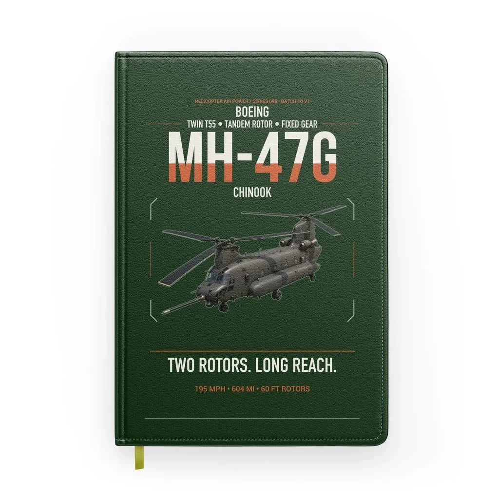Boeing MH-47G Chinook design on dark green notebook