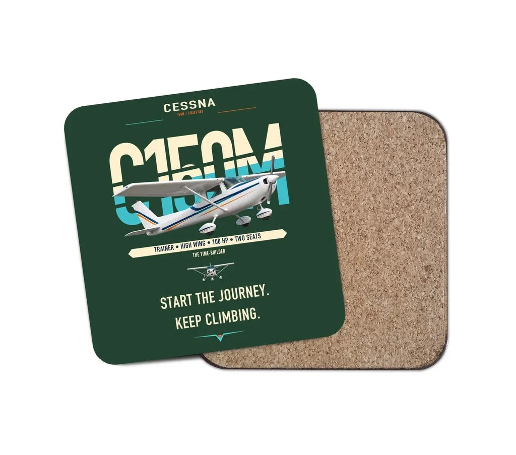 Cessna 150M design on dark green 1 piece coaster