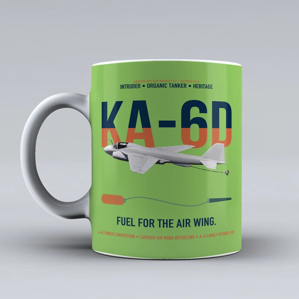 KA-6D Intruder design on light green ceramic mug, double-side print