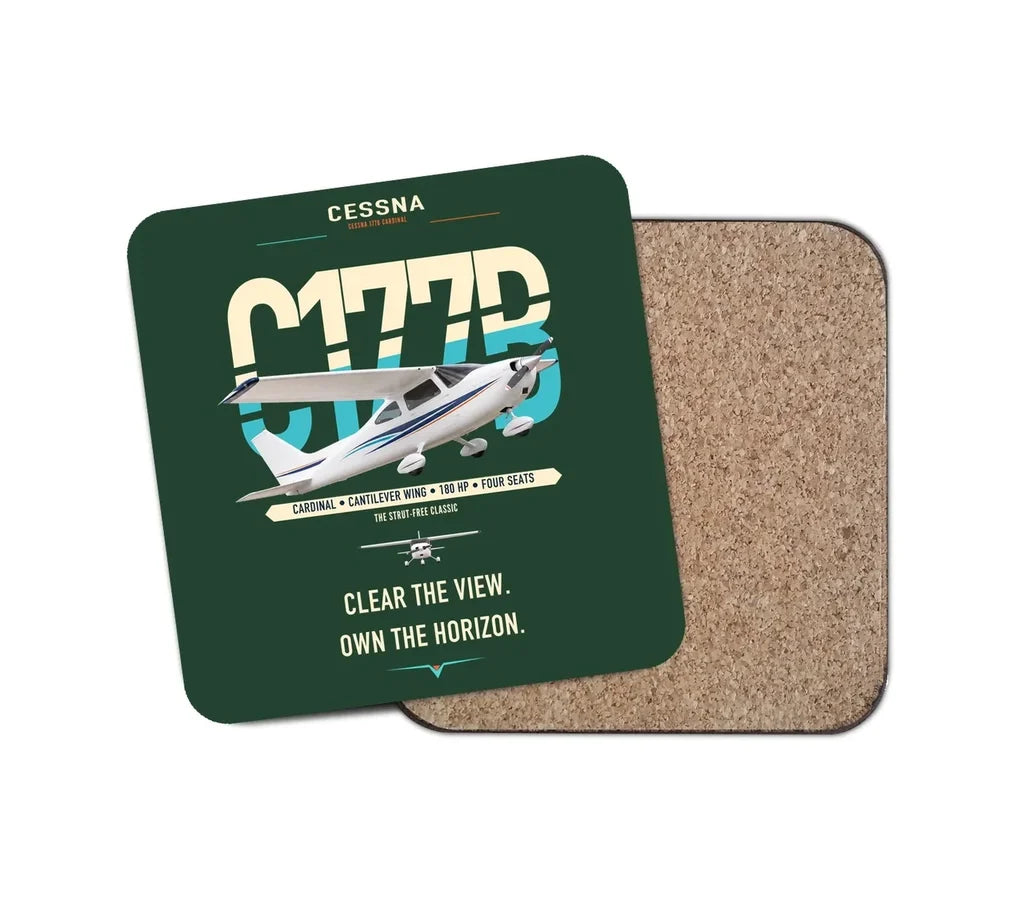 Cessna 177B Cardinal design on dark green 1 piece coaster