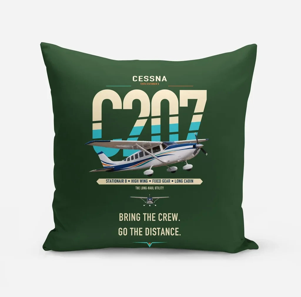 Cessna T207A Stationair 8 design on dark green pillow