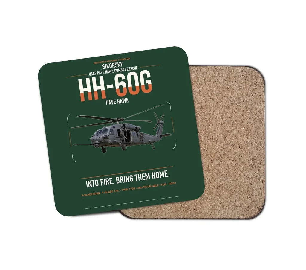Sikorsky HH-60G Pave Hawk design on dark green 1 piece coaster