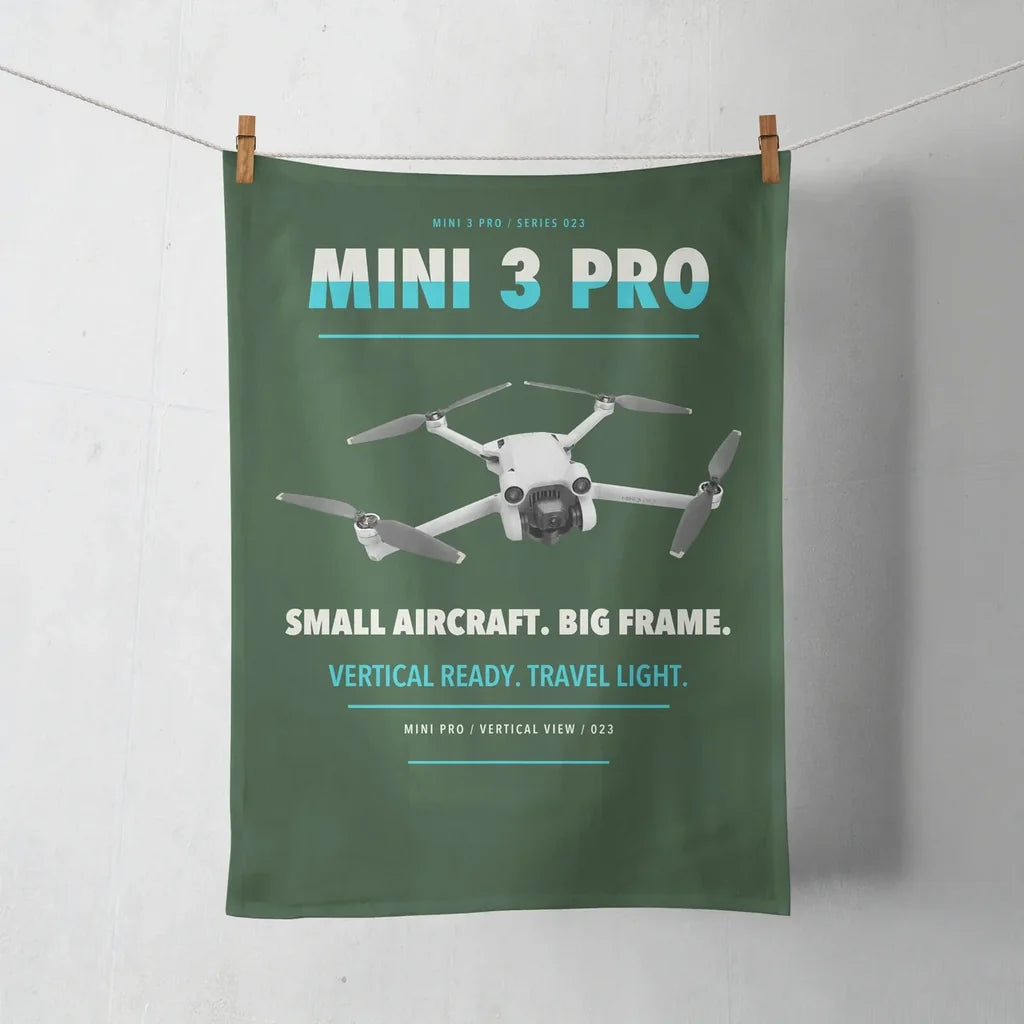 DJI Mini 3 Pro design on dark green towel