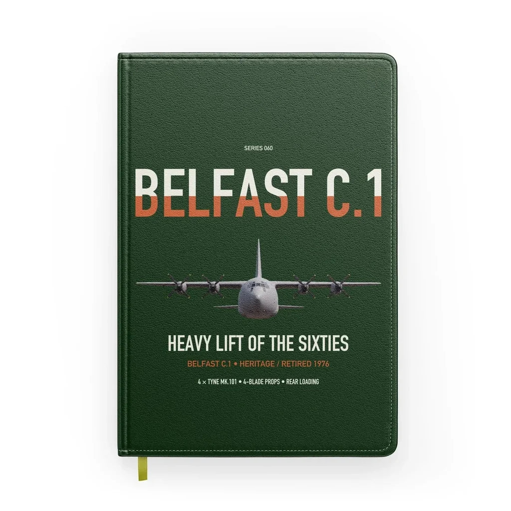 Short Belfast C.1 design on dark green notebook