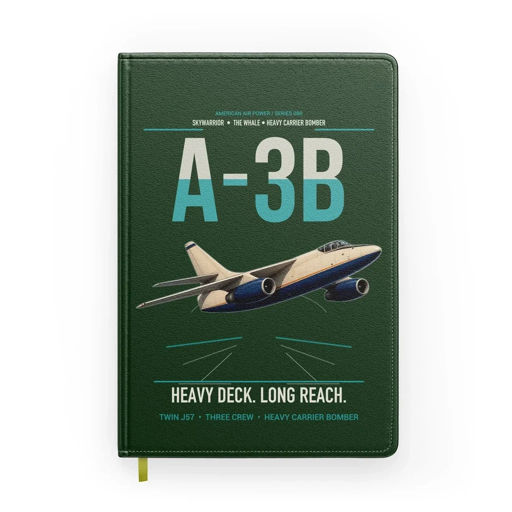 A-3B Skywarrior design on dark green notebook