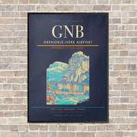Thumbnail for Grenoble-Isère Airport GNB vertical canvas print - framed - navy blue background