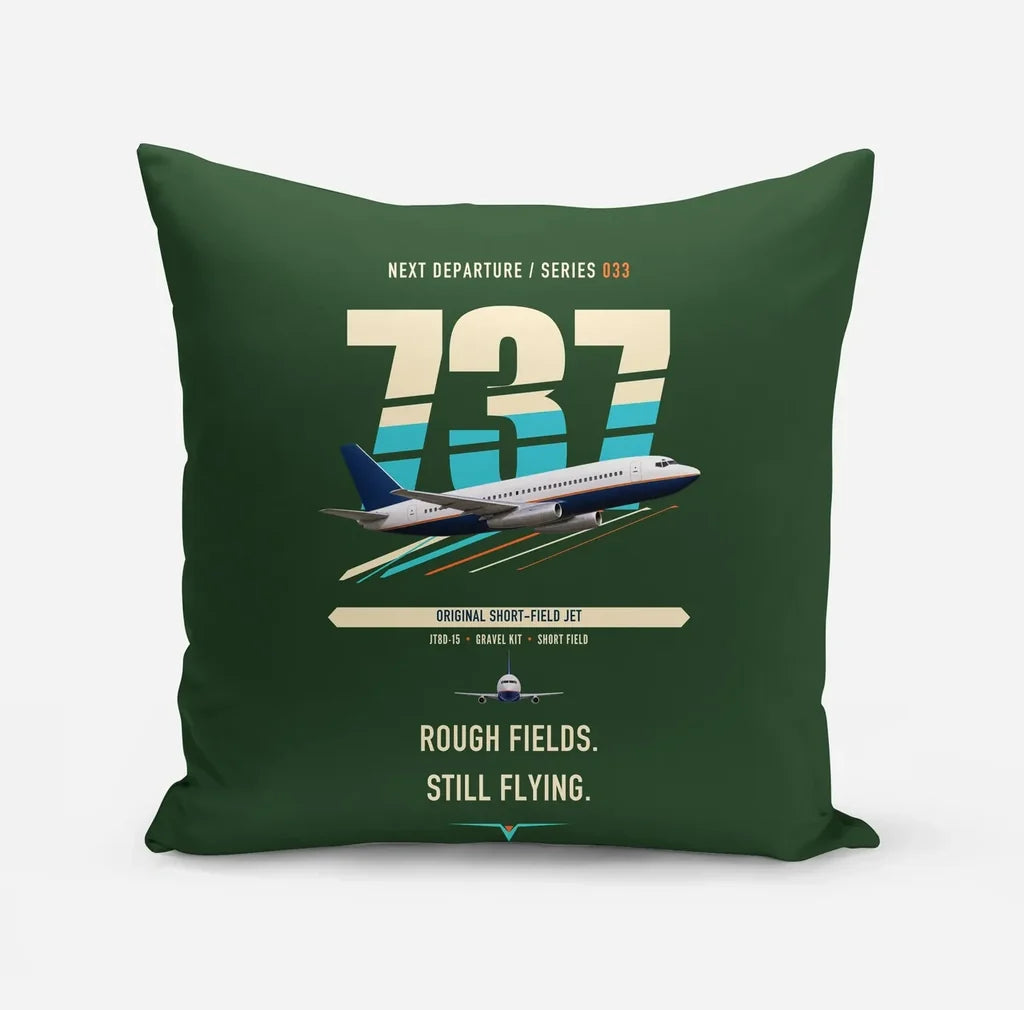 Boeing 737-200 design on dark green pillow