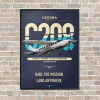 Thumbnail for Cessna 208 Caravan vertical canvas print - framed - navy blue background