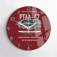 Thumbnail for PT6A-67 design on dark red no frame wall clock