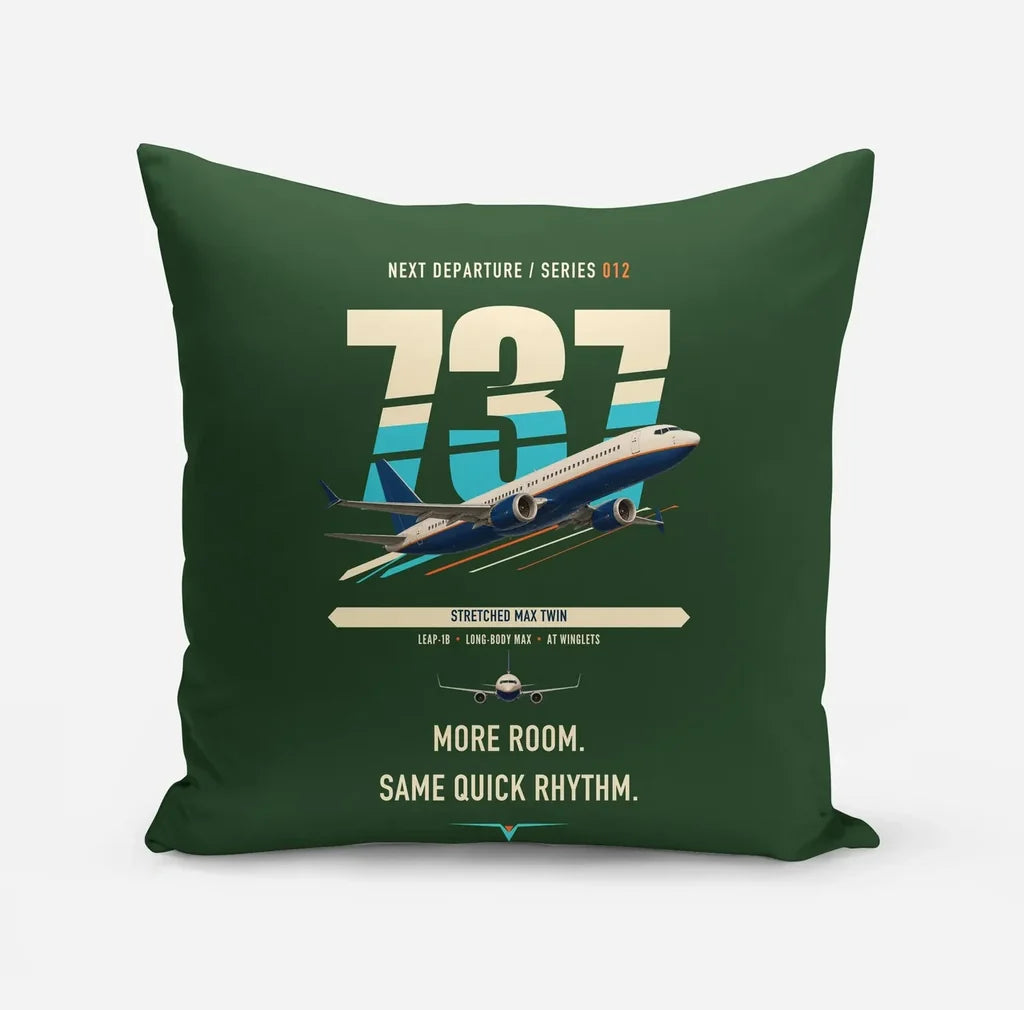 Boeing 737 MAX 9 design on dark green pillow