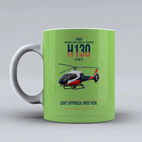 Thumbnail for Airbus H130 design on light green ceramic mug, double-side print