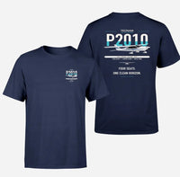 Thumbnail for Tecnam P2010 design on navy blue t-shirt, double-side print