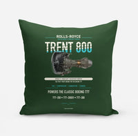 Thumbnail for TRENT 800 design on dark green pillow