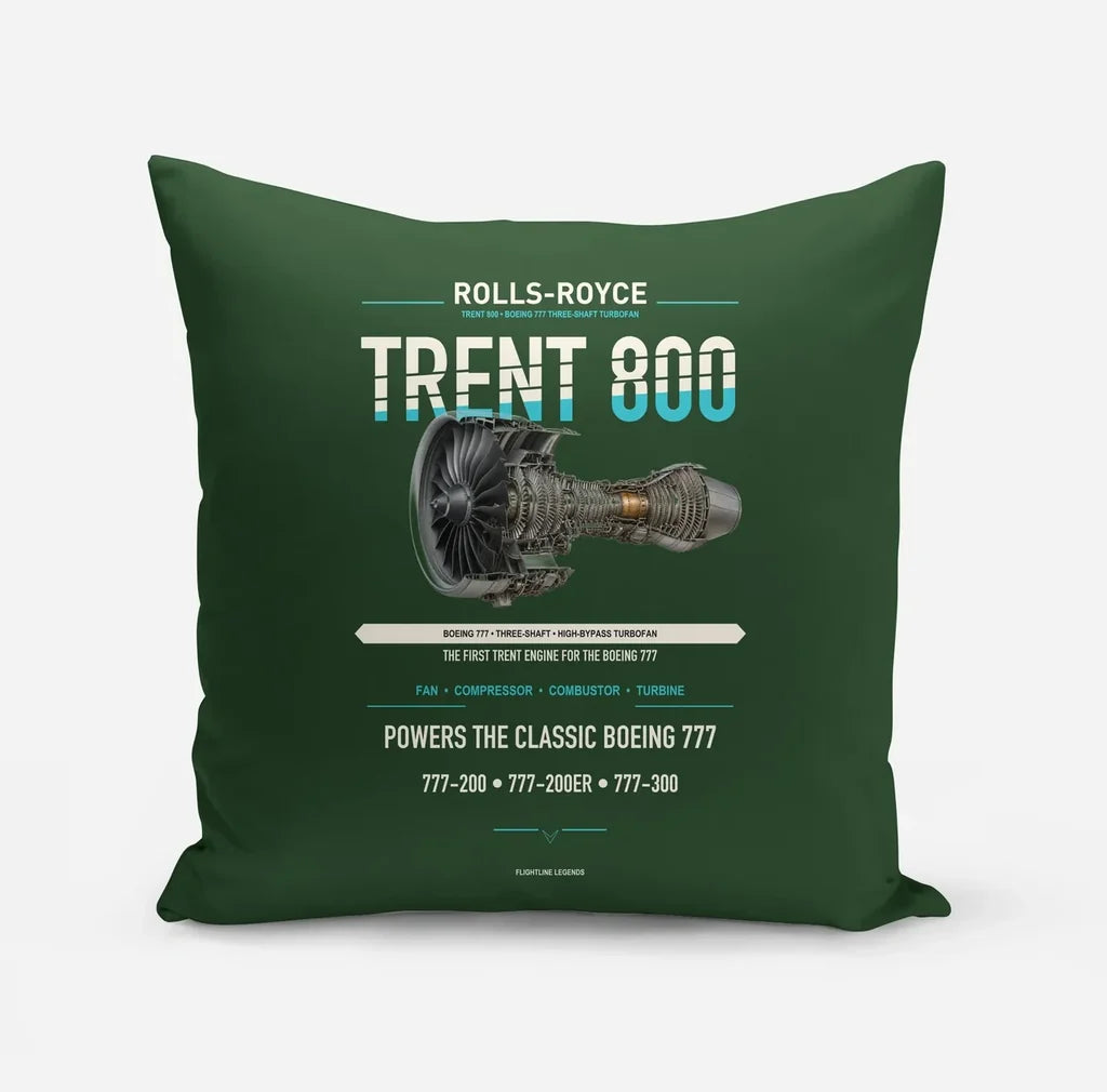 TRENT 800 design on dark green pillow
