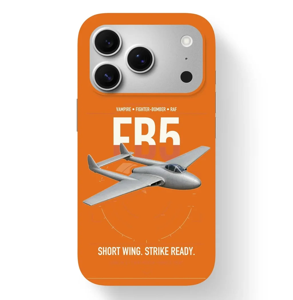 de Havilland Vampire FB5 design on orange magsafe iphone case, for iPhone 17 Pro