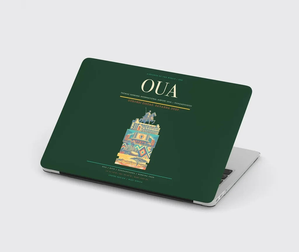 Thomas Sankara International Airport (OUA) design on dark green MacBook case
