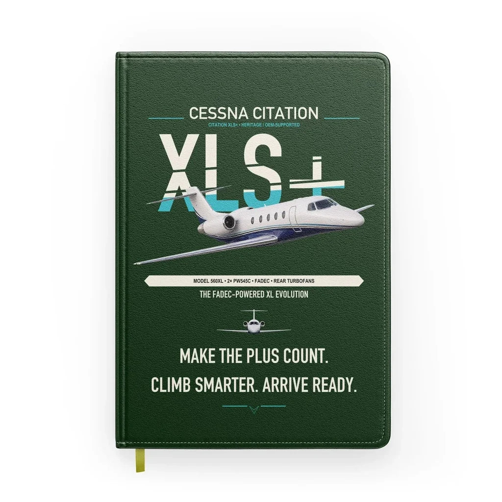 Cessna Citation XLSPlus design on dark green notebook