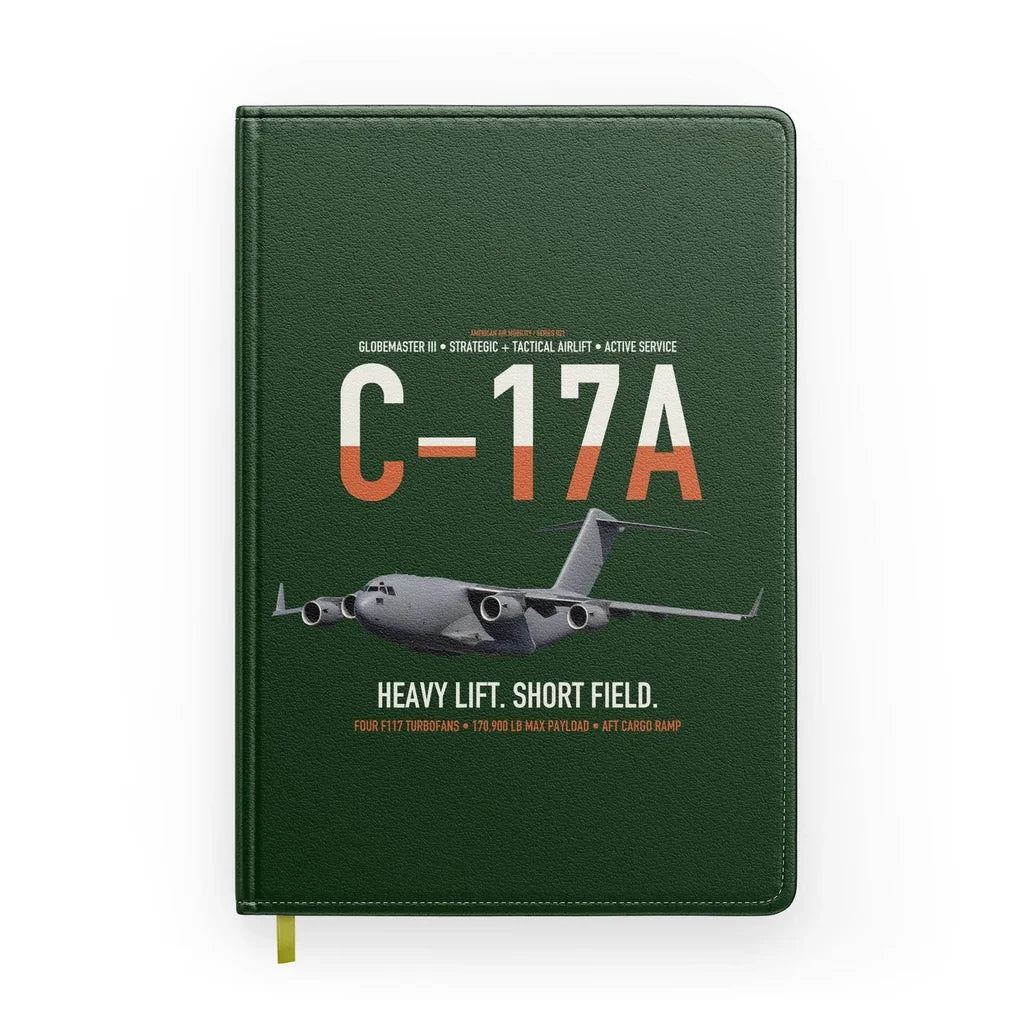 C-17A Globemaster III design on dark green notebook