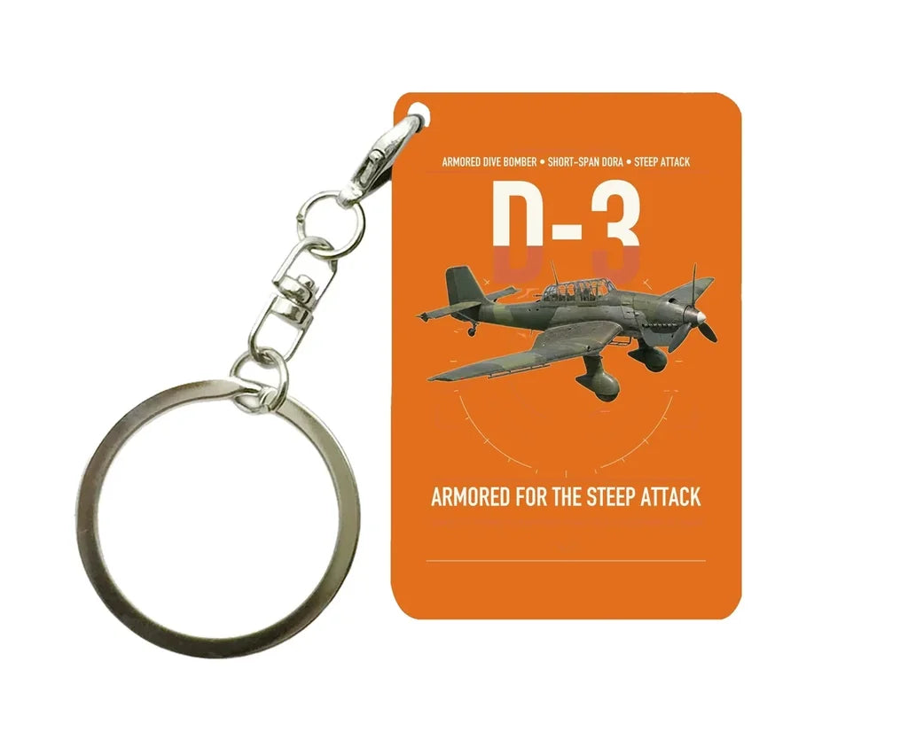 Junkers Ju 87D-3 design on orange designed key chain, double-side print