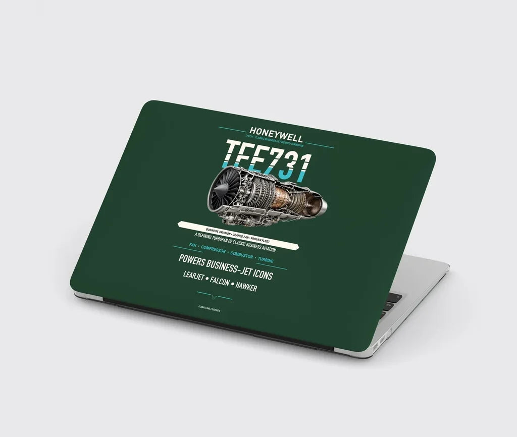 TFE731 design on dark green MacBook case