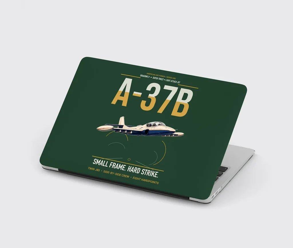 A-37B Dragonfly design on dark green MacBook case