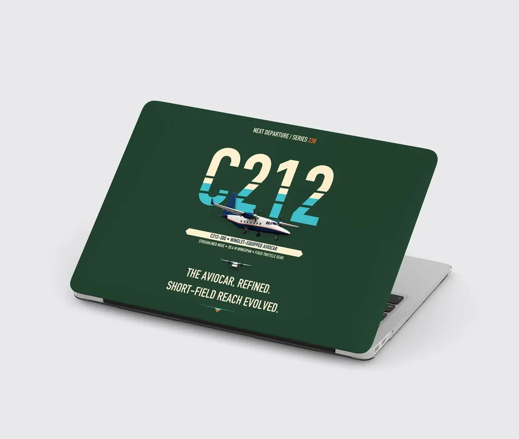 CASA C-212-300 Aviocar design on dark green MacBook case