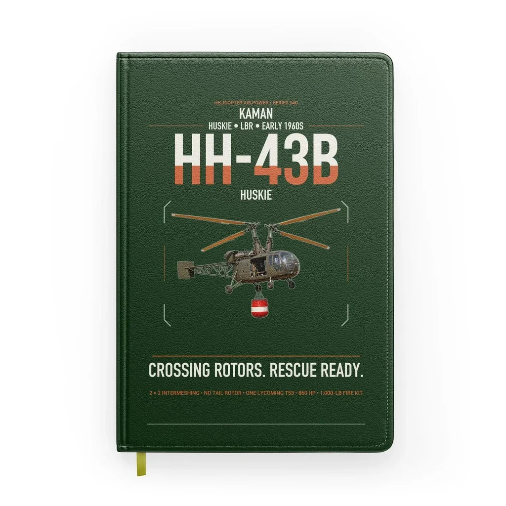 Kaman HH-43B Huskie design on dark green notebook