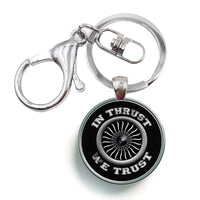 Thumbnail for In Thrust We Trust (Vol 2) aviation circle key chain, stainless-steel disc.