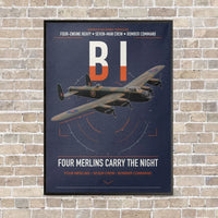 Thumbnail for Avro Lancaster B I vertical canvas print - framed - navy blue background