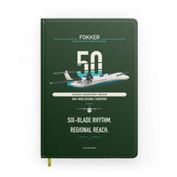 Thumbnail for Fokker 50 design on dark green notebook