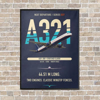 Thumbnail for Airbus A321 vertical canvas print - framed - navy blue background
