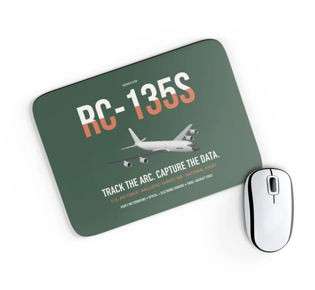 RC-135S Cobra Ball design on dark green rectangle mouse pad