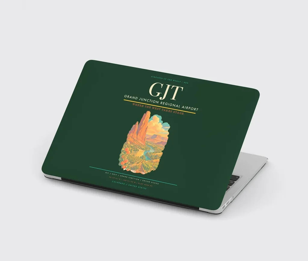 Grand Junction Regional Airport (GJT) design on dark green MacBook case