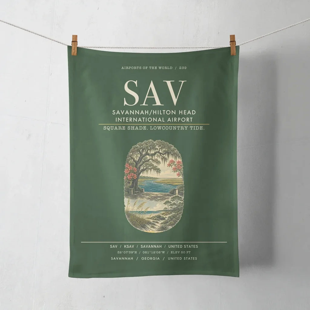 Savannah-Hilton Head International Airport (SAV) design on dark green towel