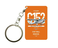 Thumbnail for Cessna 152 design on orange designed key chain, double-side print