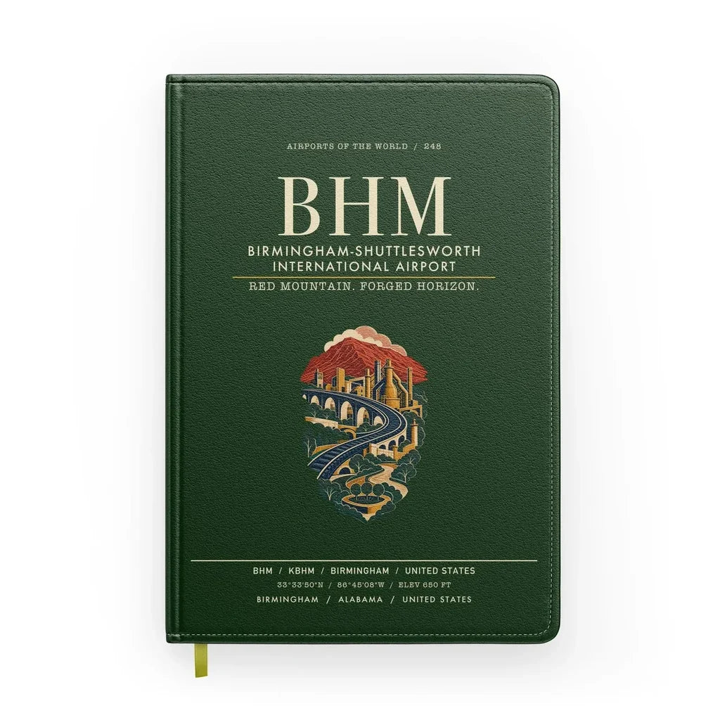 Birmingham-Shuttlesworth International Airport (BHM) design on dark green notebook