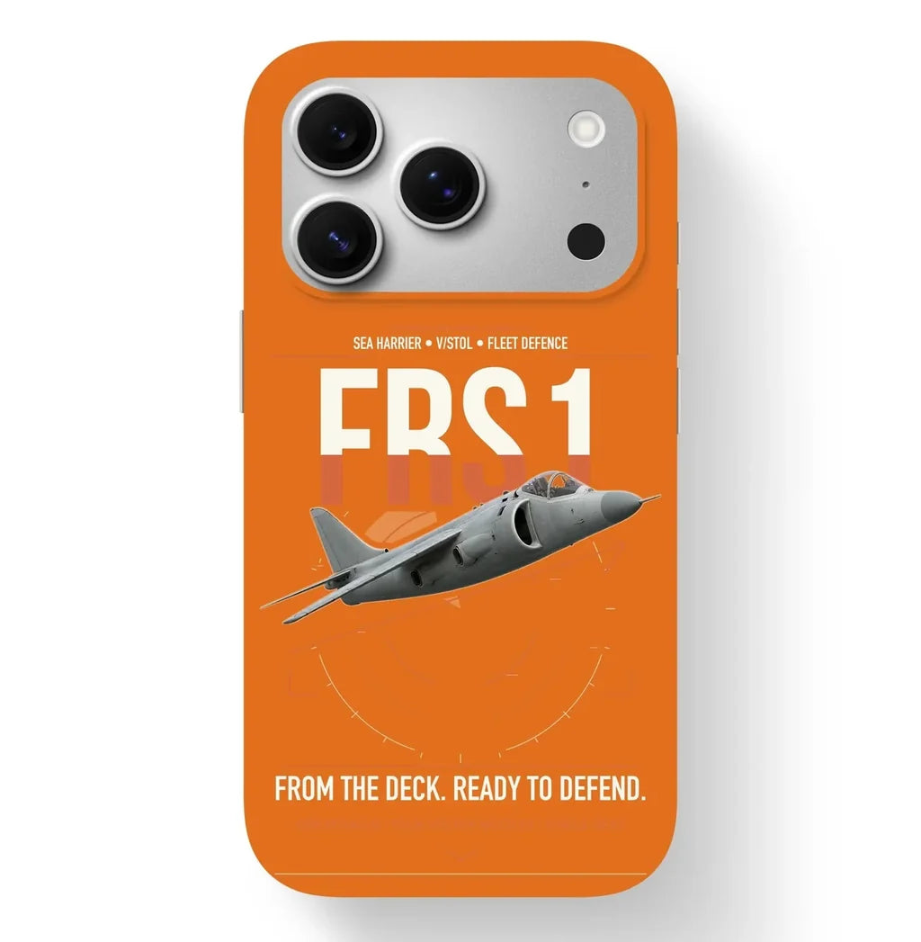 British Aerospace Sea Harrier FRS.1 design on orange magsafe iphone case, for iPhone 17 Pro