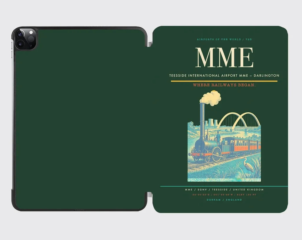 Teesside International Airport (MME) design on dark green ipad tablet case