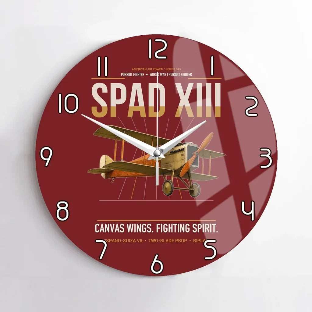 SPAD XIII design on dark red no frame wall clock