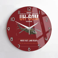 Thumbnail for Sikorsky UH-60M Black Hawk design on dark red no frame wall clock