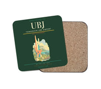 Thumbnail for Yamaguchi Ube Airport (UBJ) design on dark green 1 piece coaster