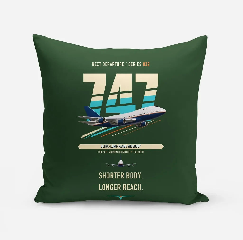 Boeing 747SP design on dark green pillow