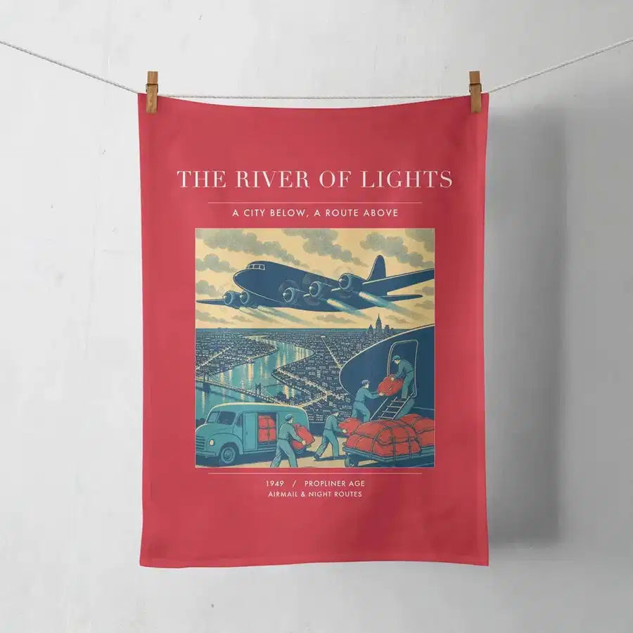 VINTAGE G4152 - The River Of Lights - Designed Towels design on red