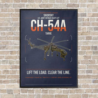 Thumbnail for Sikorsky CH-54A Tarhe vertical canvas print - framed - navy blue background